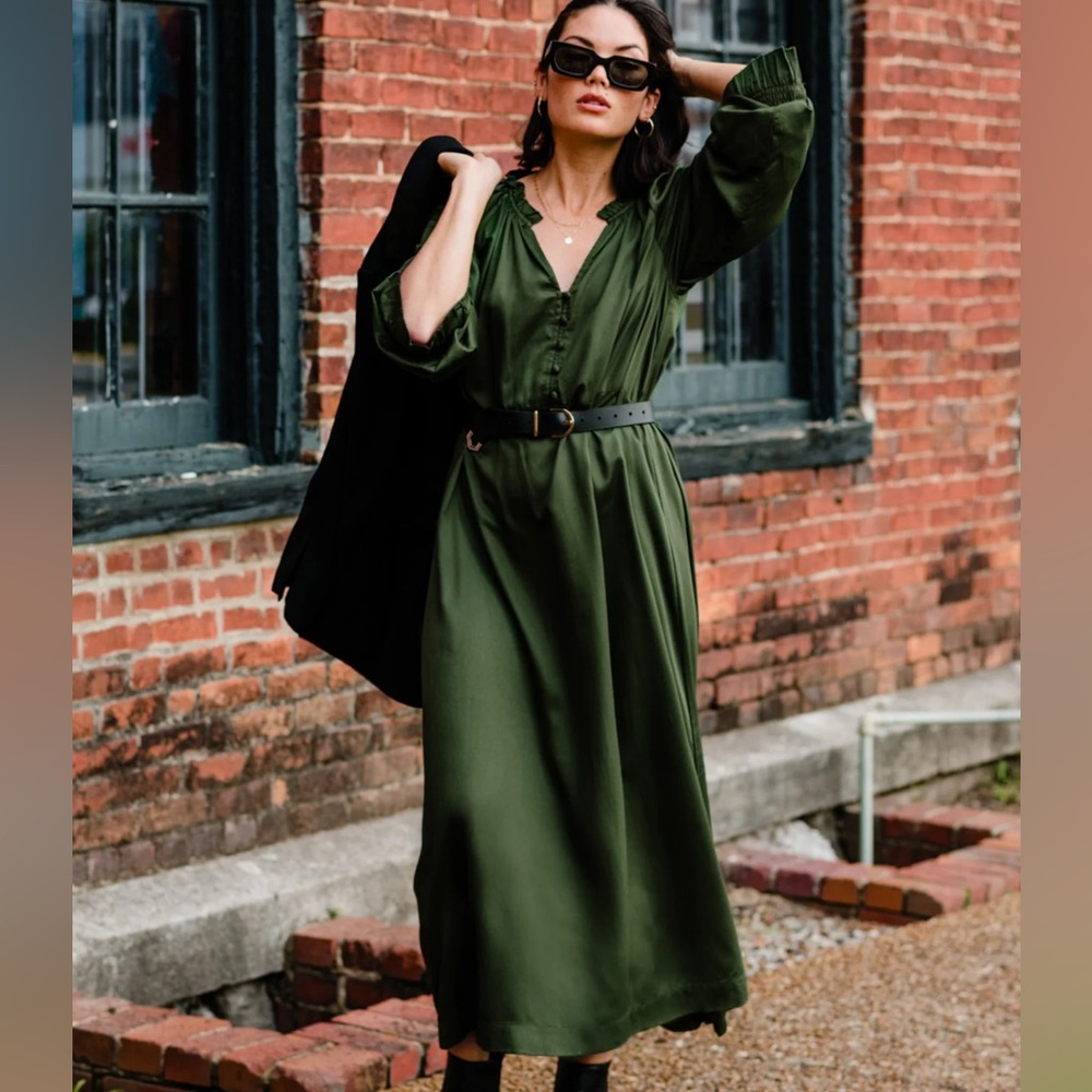 NWOT Able Clothing Linda Alpine Green Dress S!